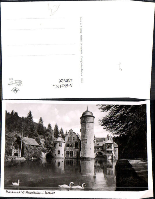 430926,Foto Ak Märchenschloss Schloss Mespelbrunn i. Spessart Schwäne Schwan