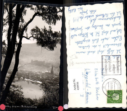 430936,Foto Ak Schloss Heidelberg Blick v. Philosophenweg pub Popp Verlag 211