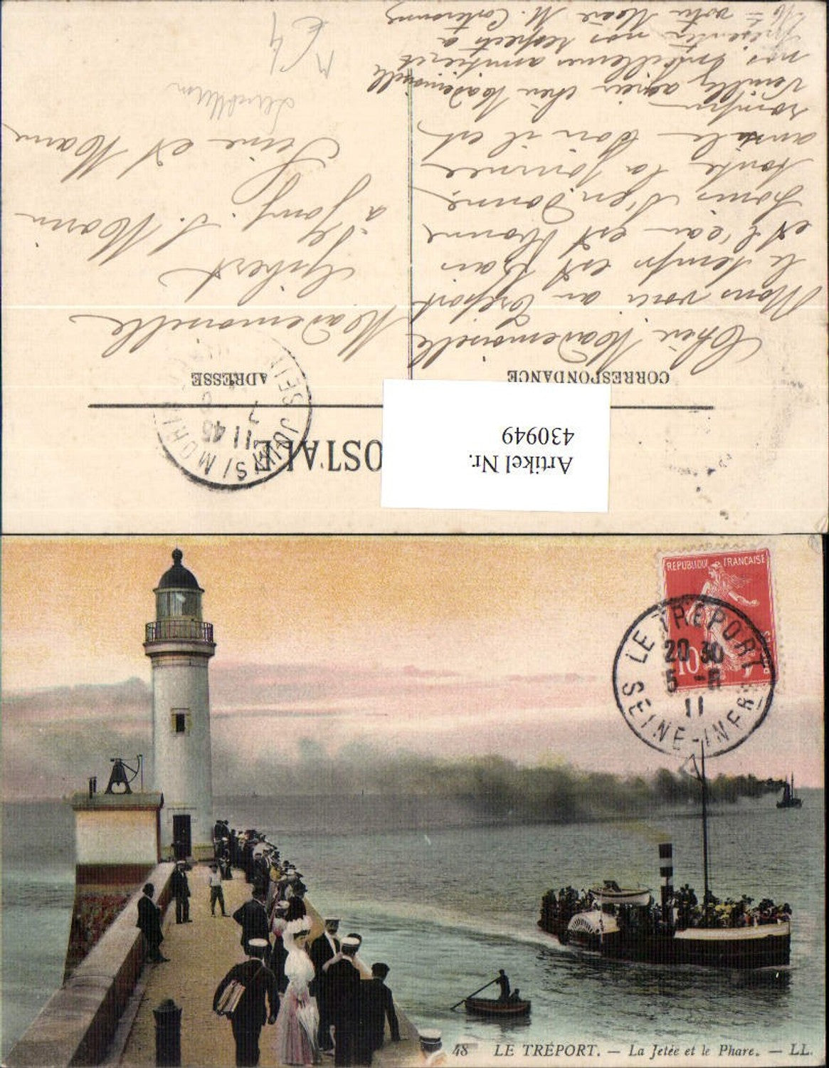 430949,Leuchtturm Le Treport La Jetee et le Phare Schiff Dampfer