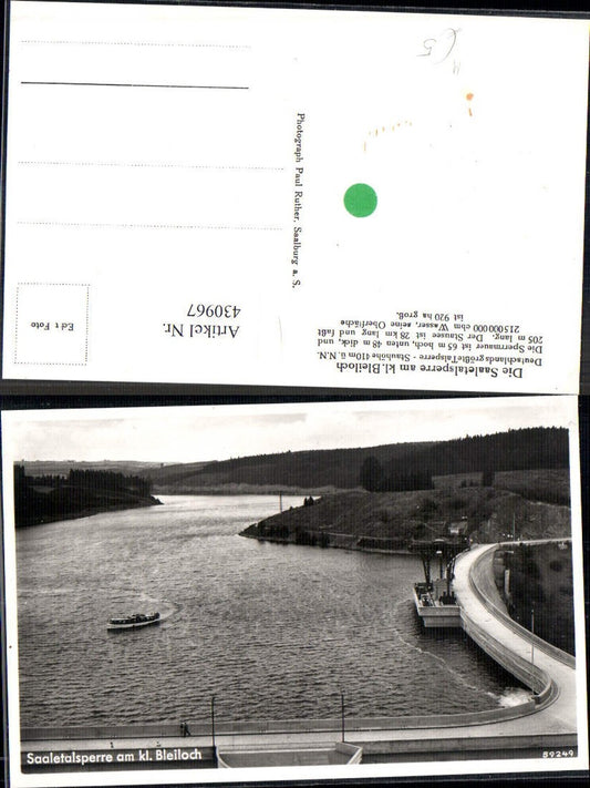 430967,Foto Ak Die Saaletalsperre a. Klein Bleiloch Talsperre Saalburg-Ebersdorf