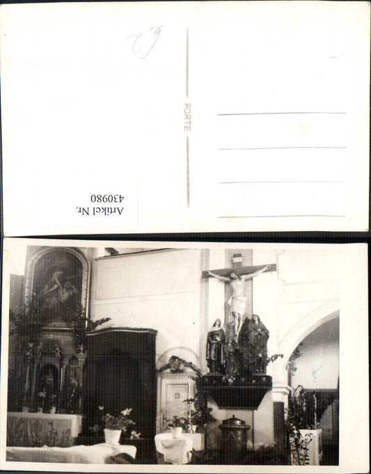 430980,Foto Ak Kirche Innenansicht Altar Kreuz