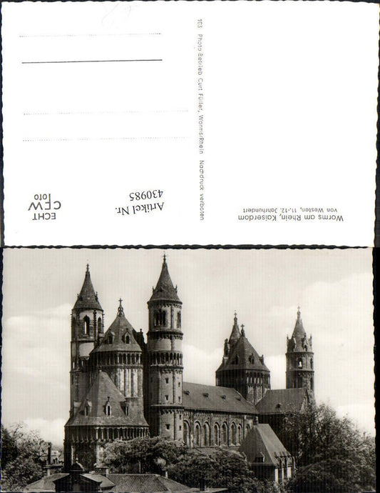 430985,Foto Ak Worms a. Rhein Der Dom Kaiserdom