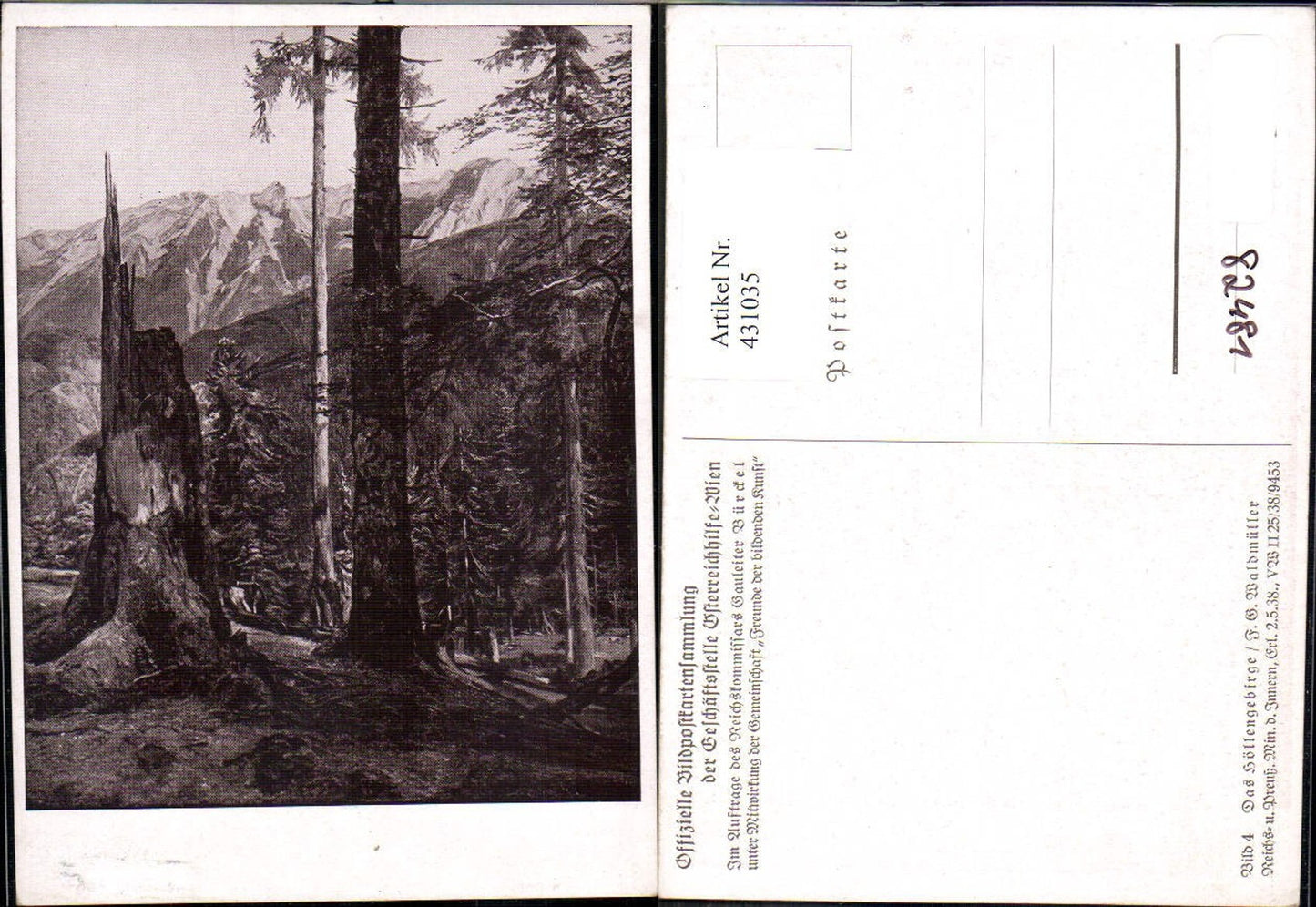 431035,Künstler Ak Off. Bildpostkartensammlung Österreichhilfe Nr. 4 F. Waldmüller Das Höllengebirge
