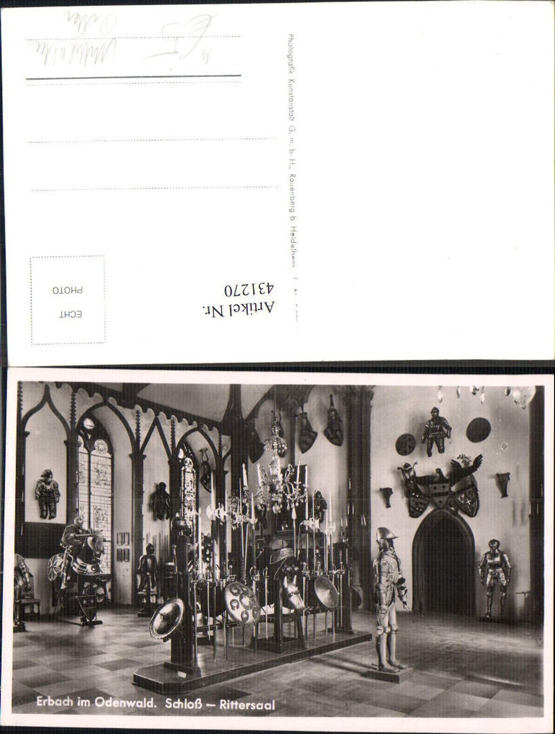 431270,Foto Ak Erbach i. Odenwald Schloss Rittersaal Rüstung Ritter Mittelalter Geschichte