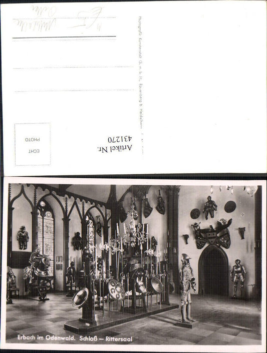 431270,Foto Ak Erbach i. Odenwald Schloss Rittersaal Rüstung Ritter Mittelalter Geschichte