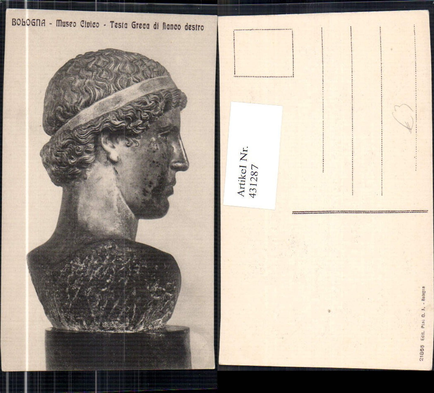 431287,Bologna Museo Civico Testa Greca di fianco destro Büste Archäologie Ausgrabungen