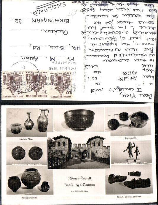 431289,Römer Kastell Saalburg i. Taunus Gläser Bronzegefäße Sandalen Archäologie Ausgrabungen