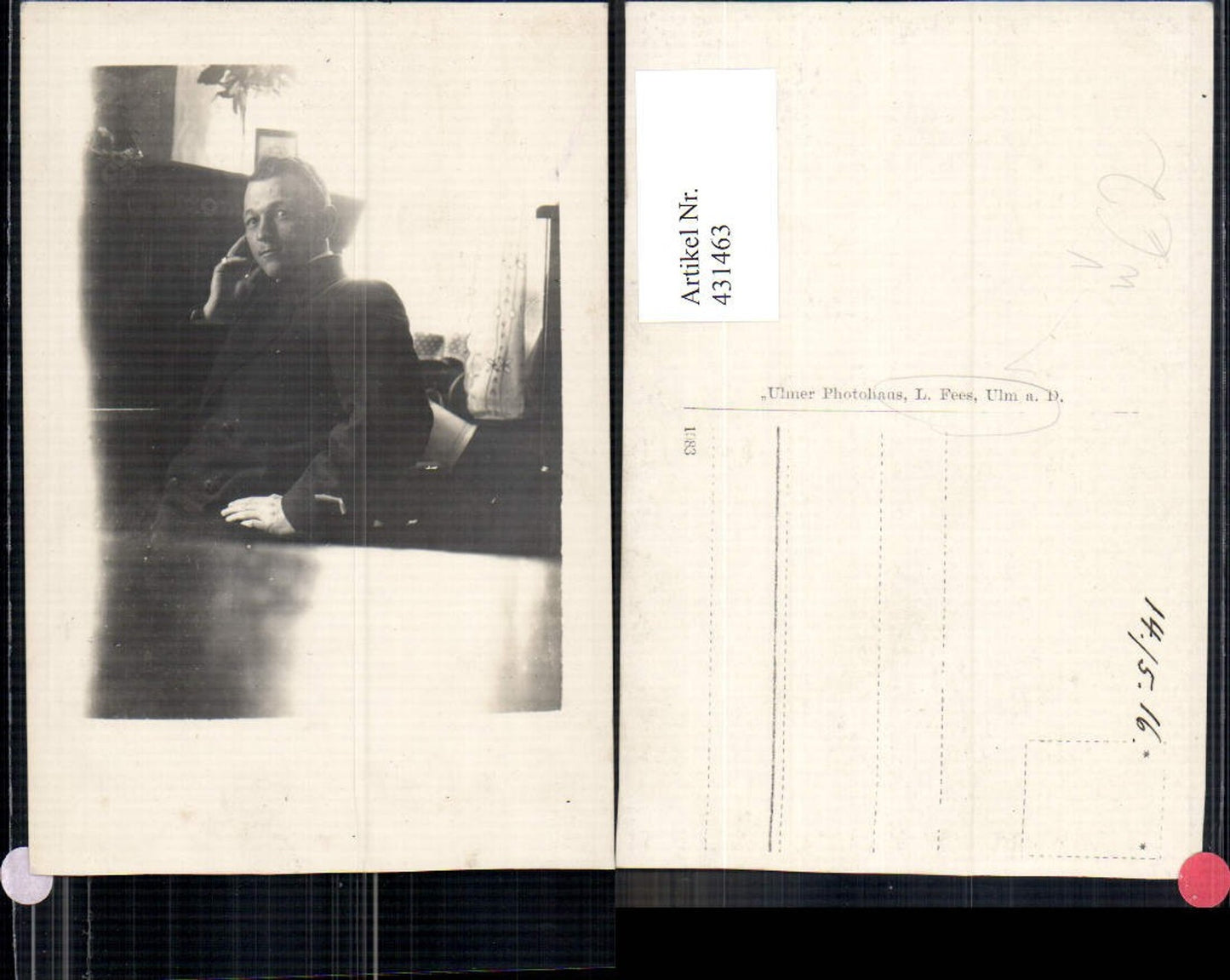 431463, Photo Ak Man in Suit Passepartout pub L. Fees Ulm on the Danube