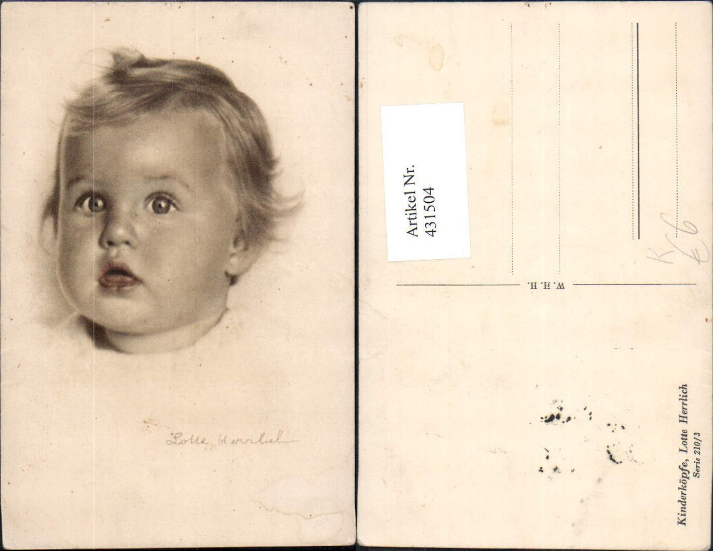431504,Künstler Ak Lotte Herrlich Kinderköpfe Kind Portrait