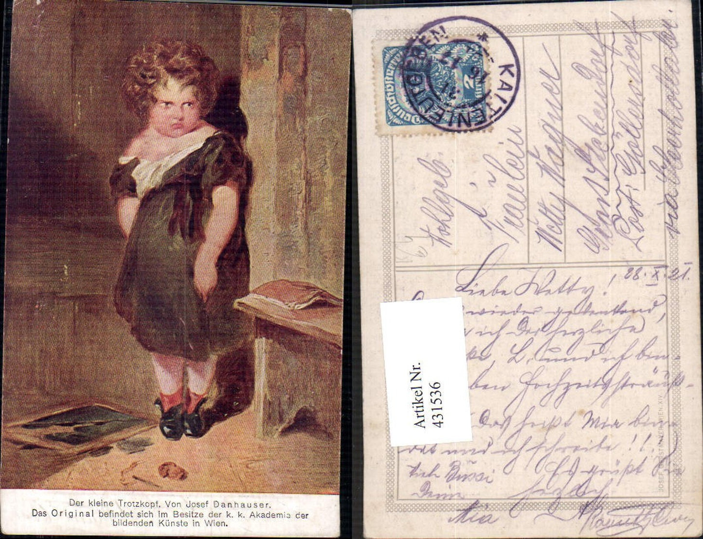 431536,Künstler Ak Josef Danhauser Der kleine Trotzkopf Kind Mädchen