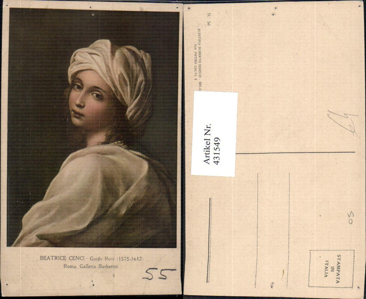 431549,Künstler Ak Guido Reni Beatrice Cenci Kind Mädchen Kopftuch Portrait