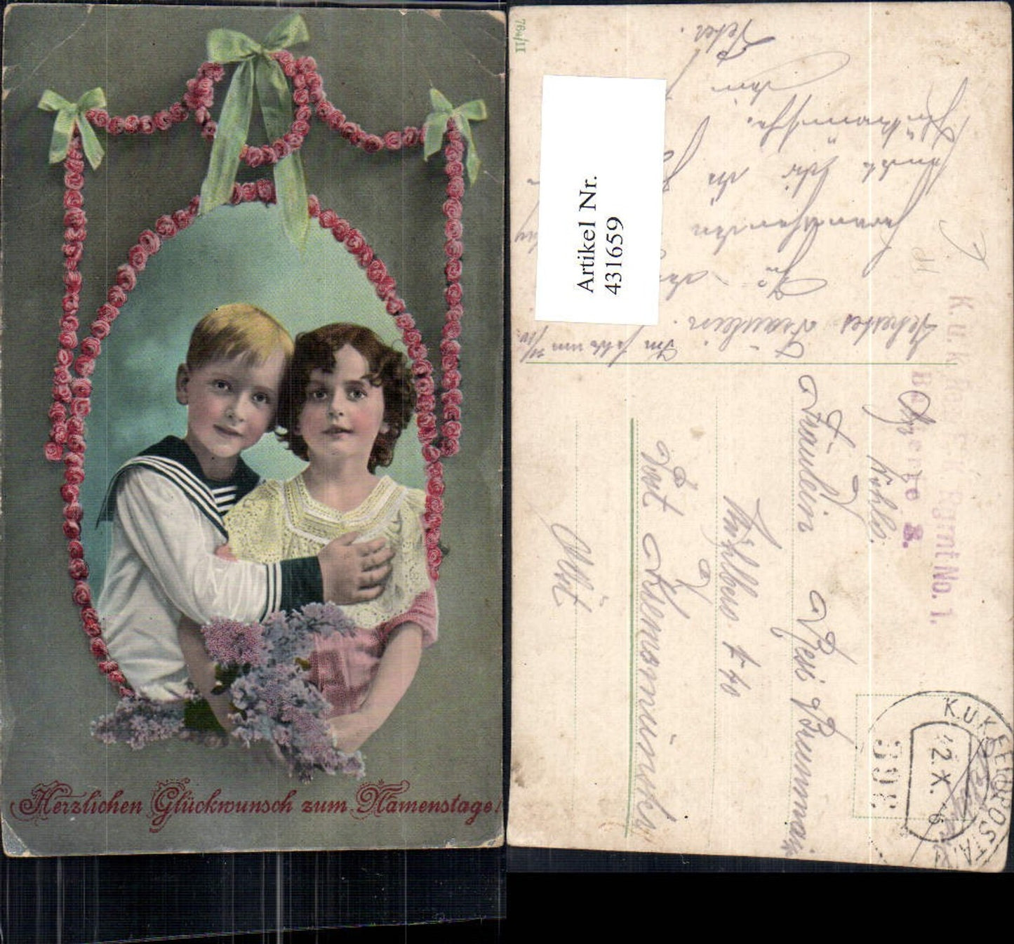 431659,Kinder Uniform Matrosenanzug Mädchen Kleid Blumengirlande FP Kk Res. F.K. Reg. 1 Batt. 8