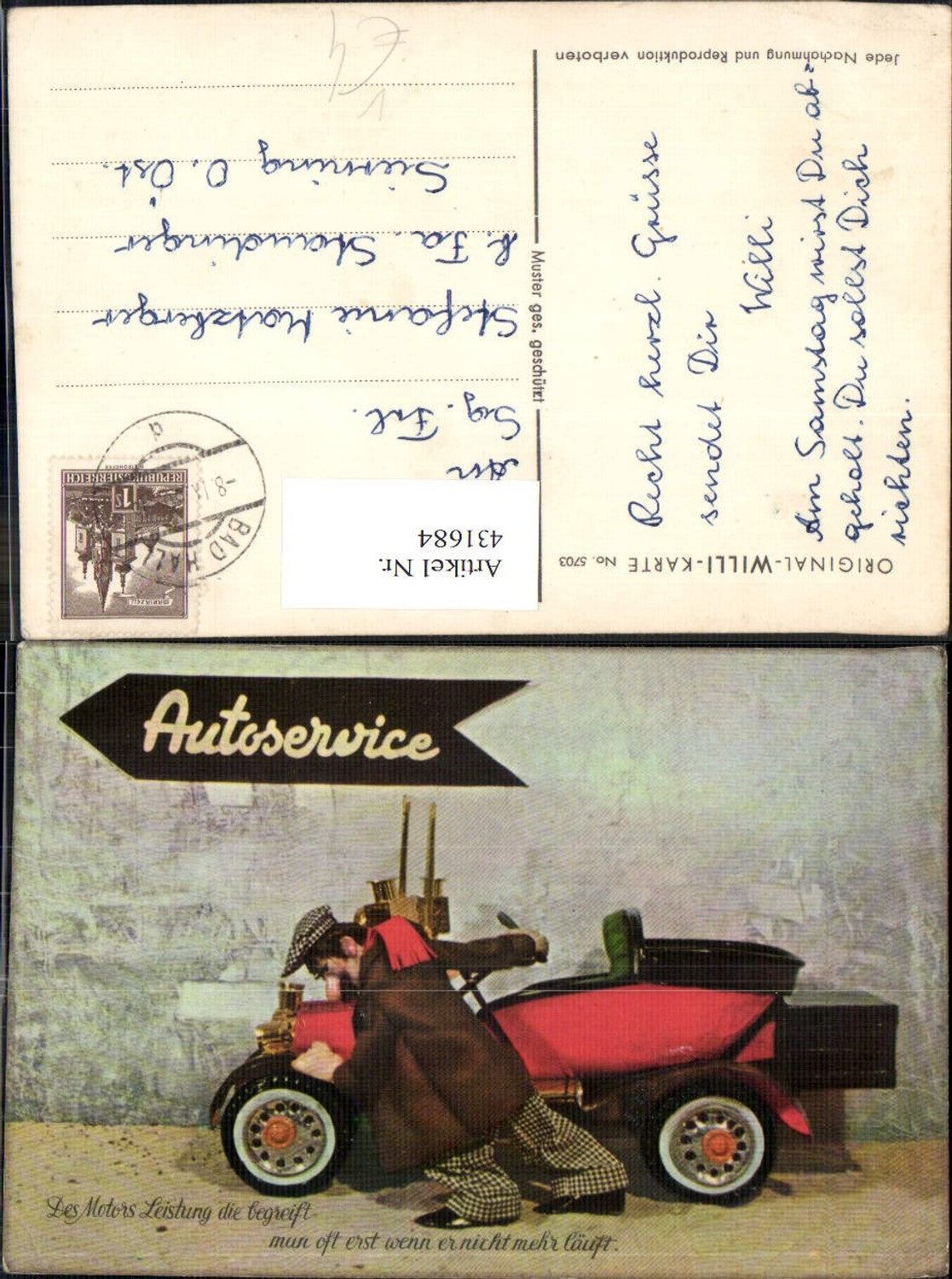 431684,Orig. Willi-Karte 5703 Puppe Automobil Auto Spielzeug