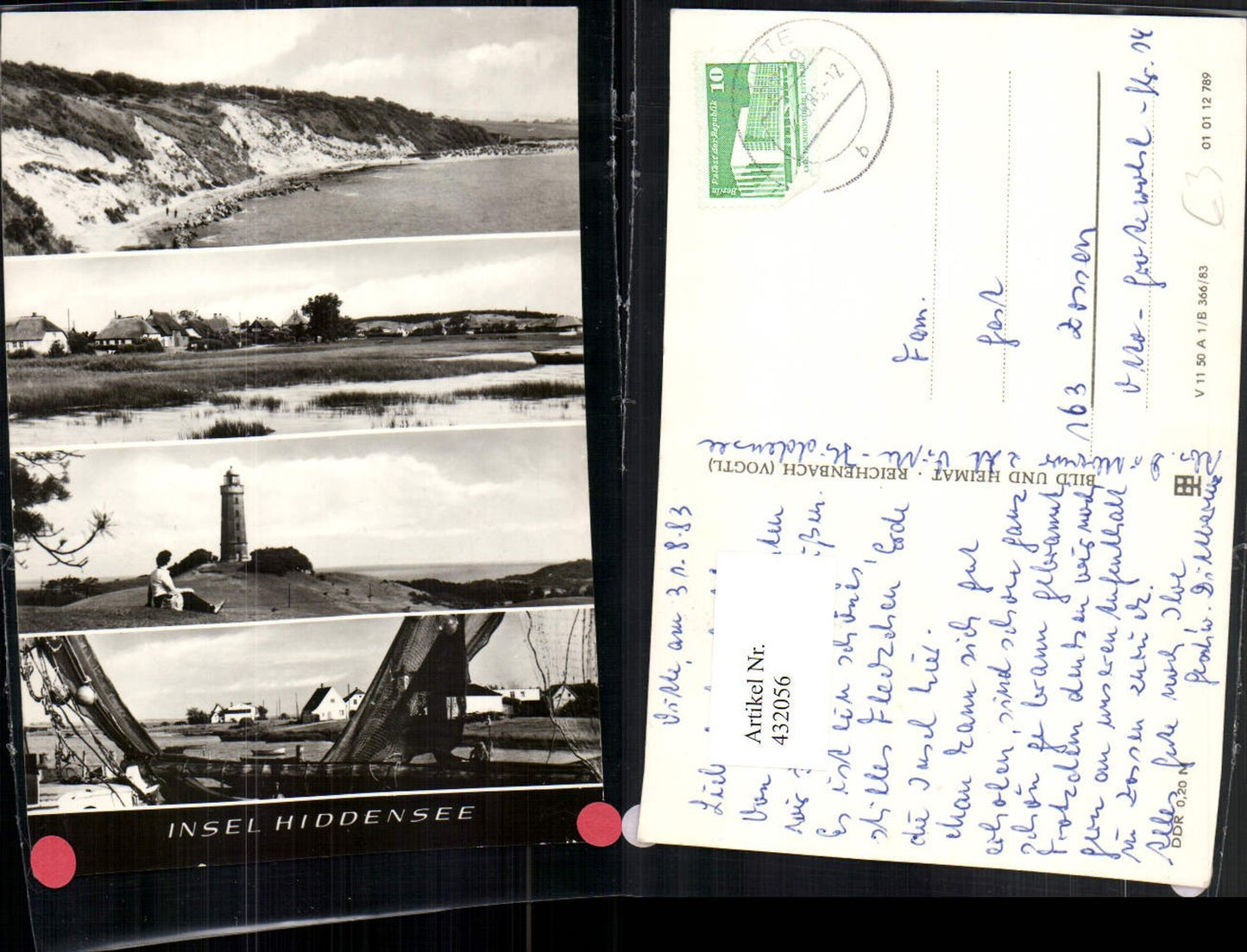 432056,Insel Hiddensee Teilansicht Küste Leuchtturm Mehrbildkarte