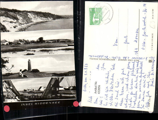 432056,Insel Hiddensee Teilansicht Küste Leuchtturm Mehrbildkarte