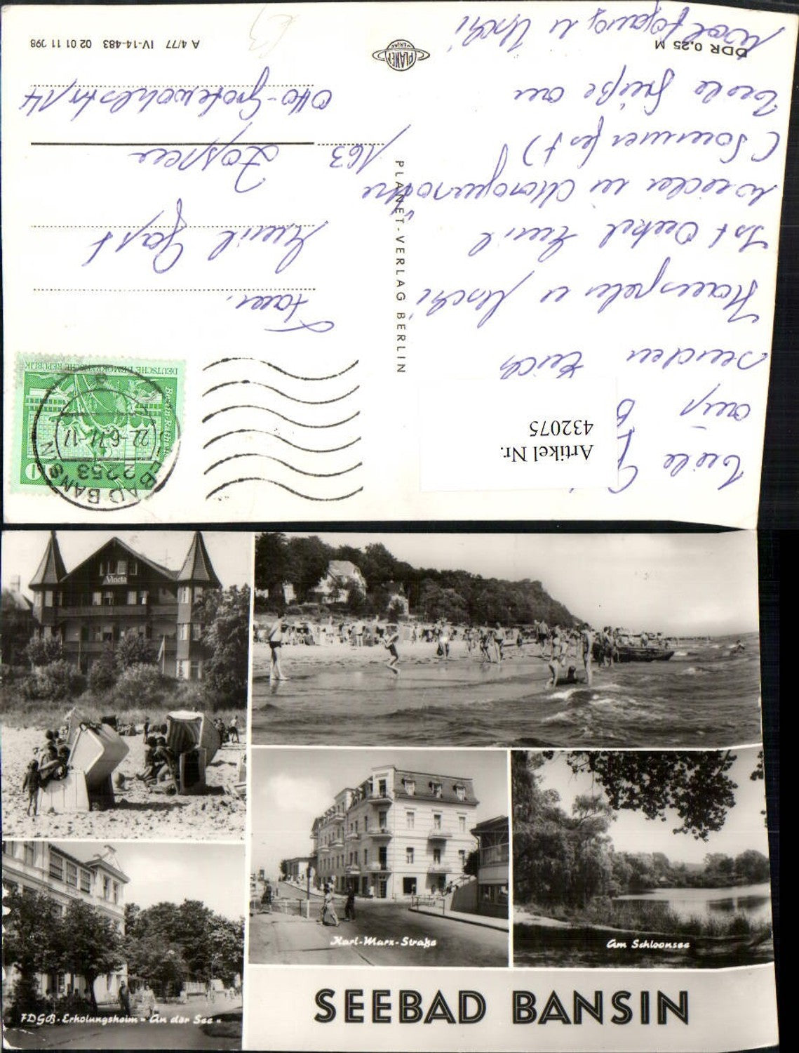 432075,Seebad Bansin Strand Strandleben Erholungsheim Schloonsee Mehrbildkarte
