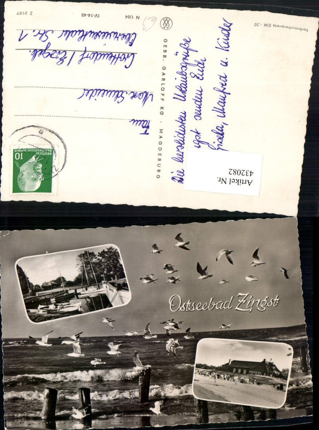 432082,Ostseebad Zingst Strand Hafen Boote Möwen Mehrbildkarte