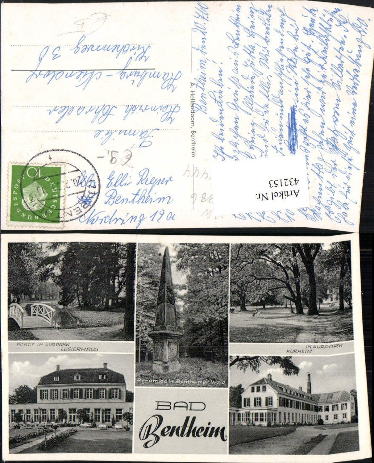 432153,Bad Bentheim Kurpark Brücke Pyramide Mehrbildkarte