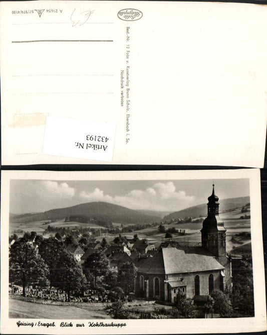 432193,Geising im Erzgebirge Kirche Blick zur Kohlhaukuppe