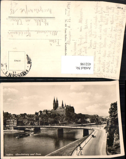 432198,Meißen Teilansicht m. Albrechtsburg u. Dom Brücke