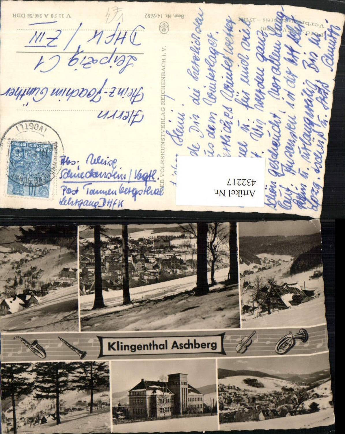 432217,Klingenthal Aschberg Totale Gebäude Winterbilder Mehrbildkarte pub VEB