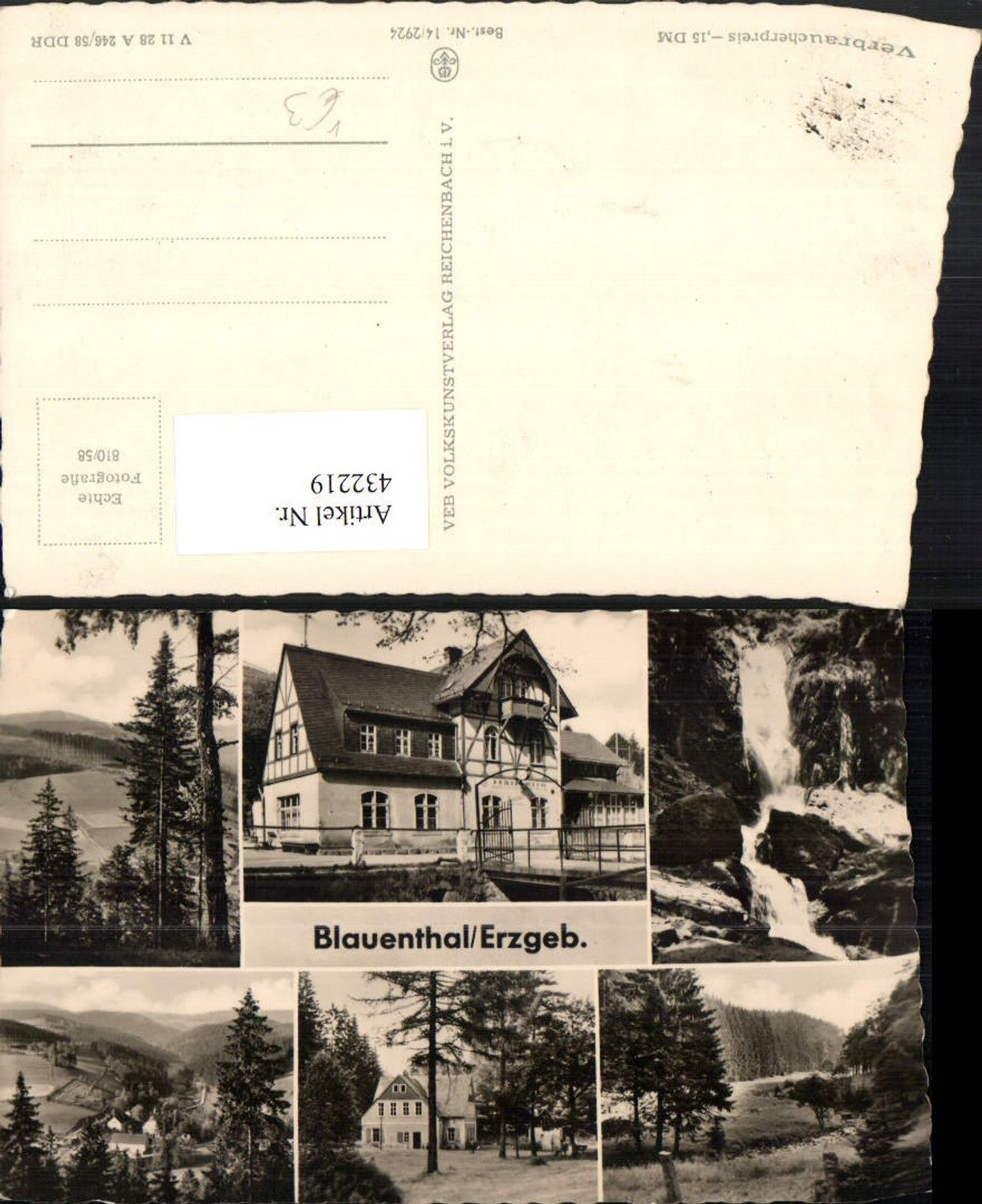 432219,Blauenthal im Erzgebirge Heim Wasserfall Landschaft Mehrbildkarte pub VEB