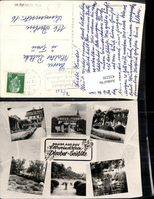 432239,Diesbar Seußlitz b. Nünchritz Schloss Schwäne Mehrbildkarte
