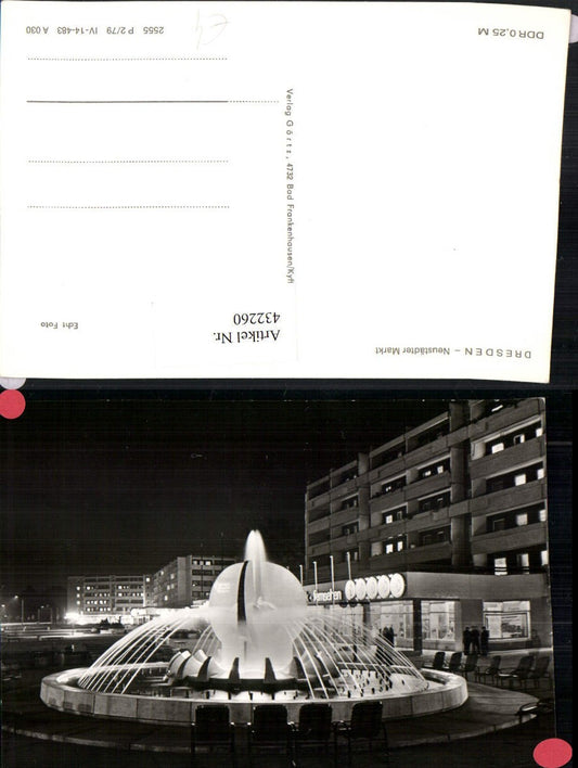 432260,Dresden b. Nacht Neustädter Markt Brunnen