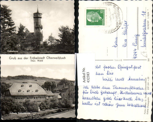 432383, Oberweißbach Fröbel's Birthplace Fröbel Tower Tower Multi-image postcard