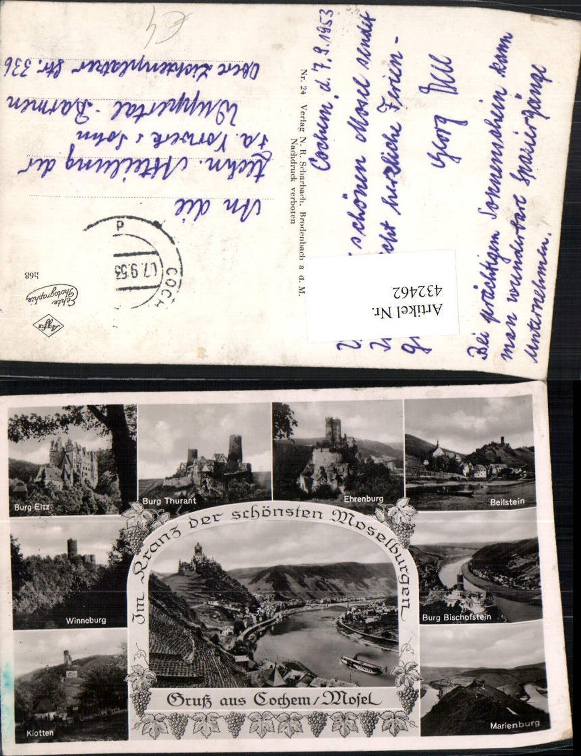 432462,Cochem an d. Mosel Totale Burg Thurant Ehrenburg Beilstein Bischofstein Mehrbildkarte