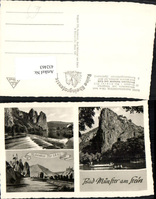 432463,Bad Münster am Stein Ruine Burg Rheingrafenstein Wehr Mehrbildkarte