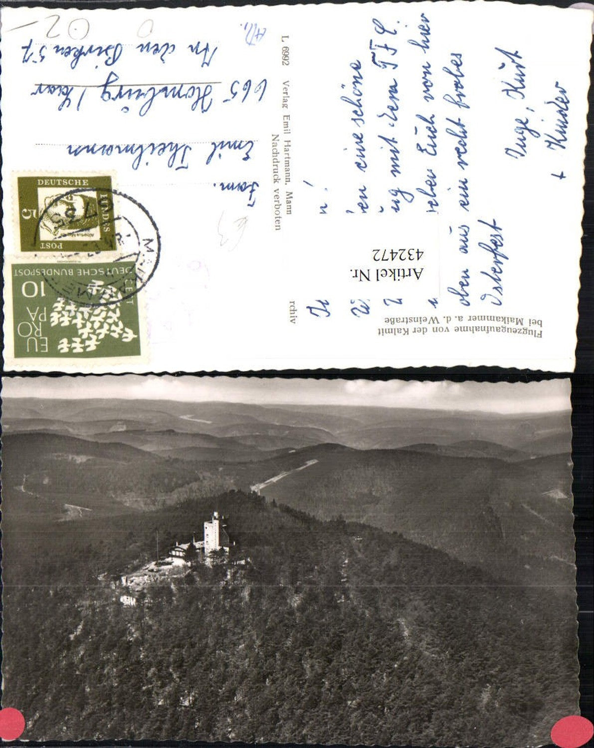 432472,Kalmit b. Maikammer an d. Weinstraße Fliegeraufnahme