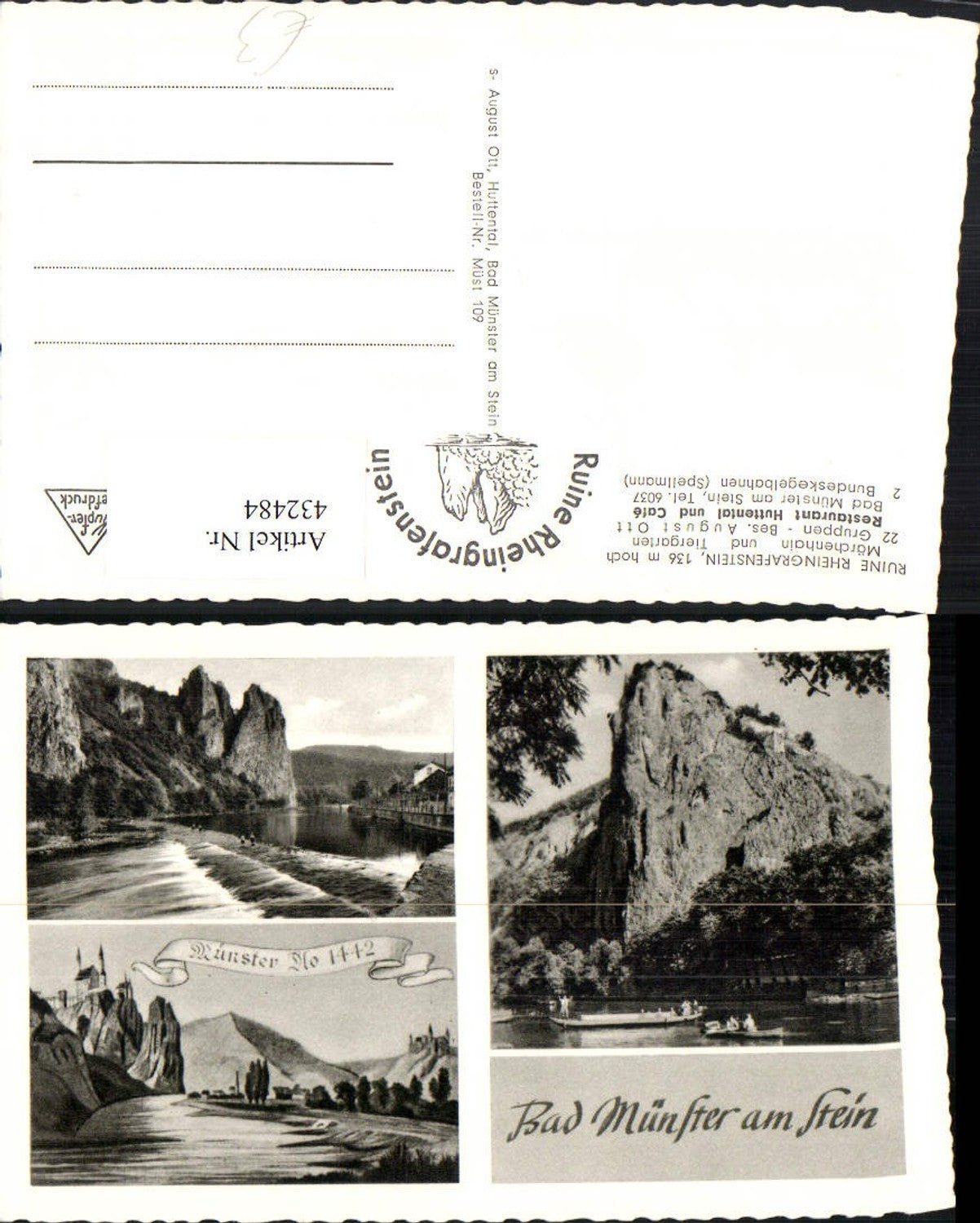 432484,Bad Münster am Stein Ruine Burg Rheingrafenstein Wehr Mehrbildkarte