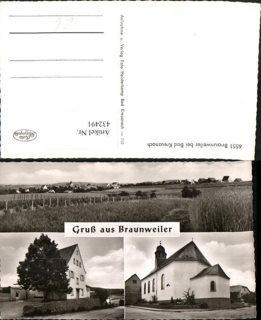 432491,Braunweiler b. Bad Kreuznach Totale Kirche Mehrbildkarte