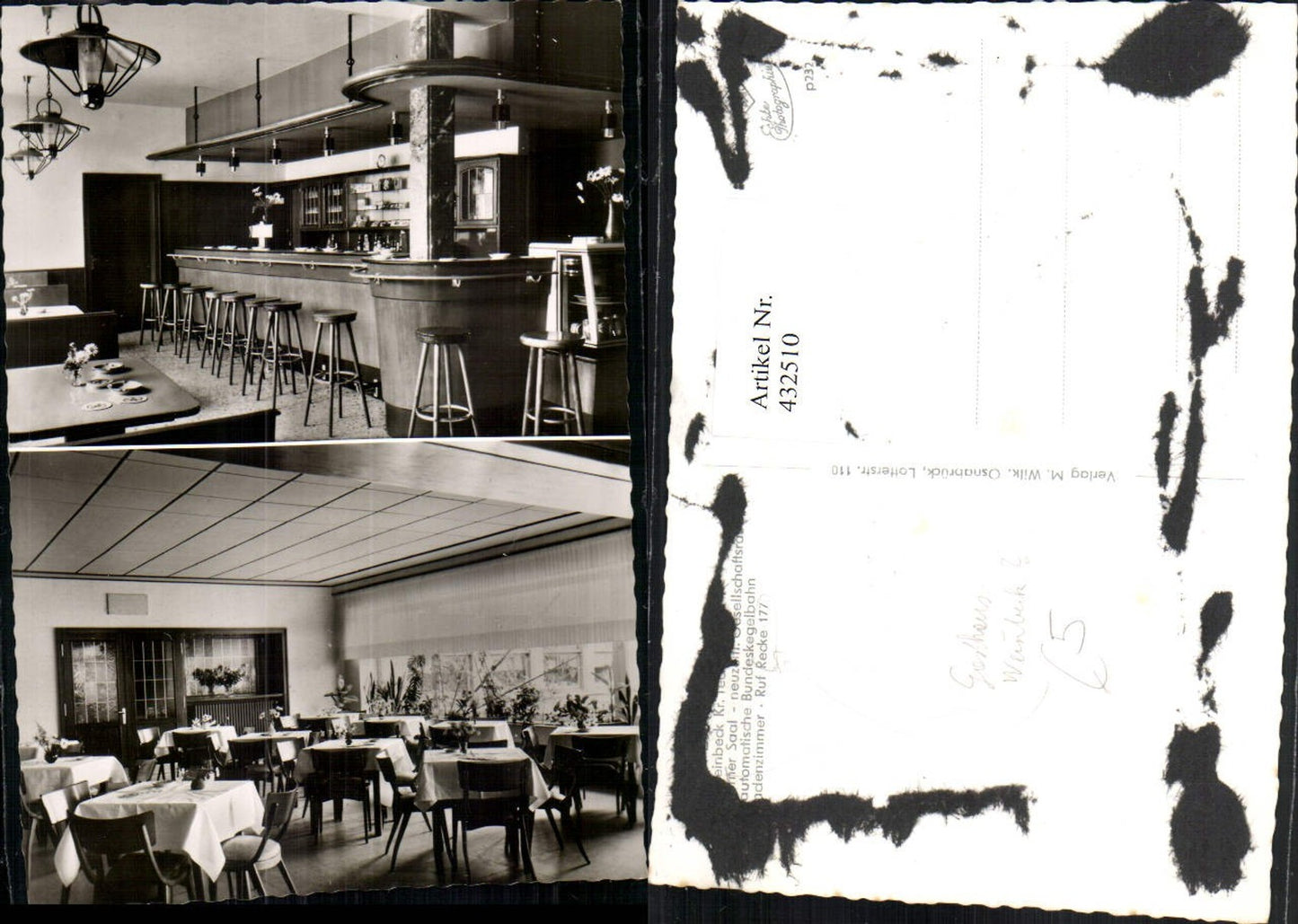 432510,Recke Steinbeck Gasthaus Gesellschaftsraum Bar Mehrbildkarte