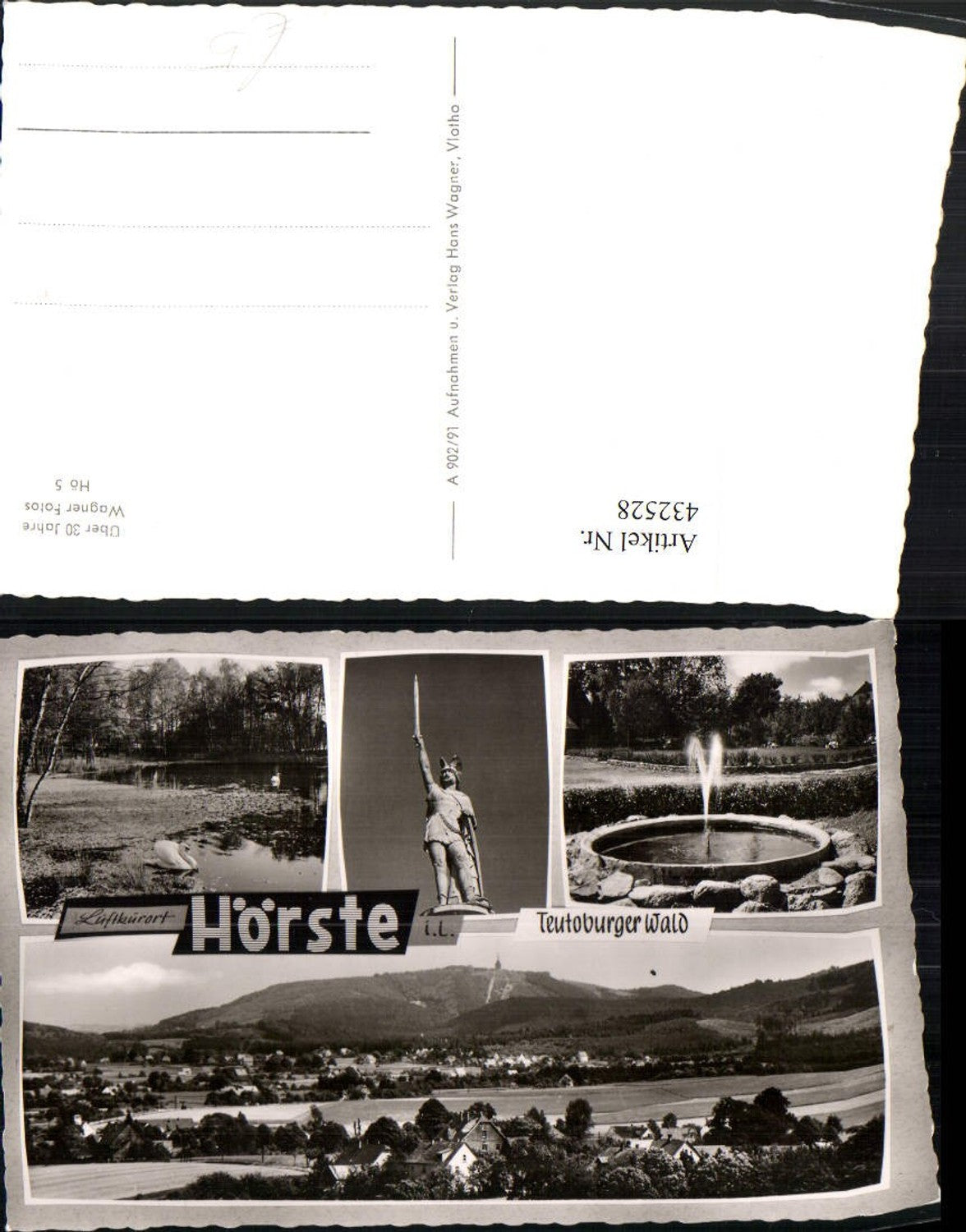 432528,Hörste im Teutoburger Wald Totale Brunnen Hermannsdenkmal Mehrbildkarte