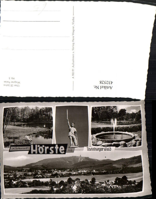 432528,Hörste im Teutoburger Wald Totale Brunnen Hermannsdenkmal Mehrbildkarte