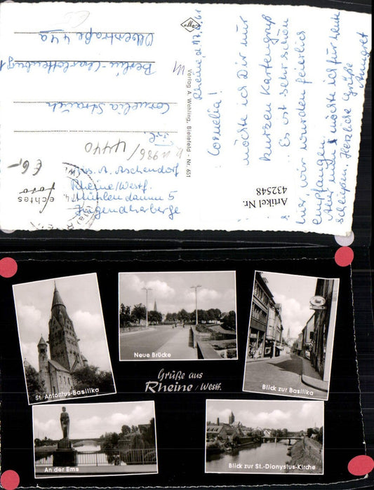 432548,Rheine St. Antonius-Basilika Brücke Straßenansicht Fluss Mehrbildkarte
