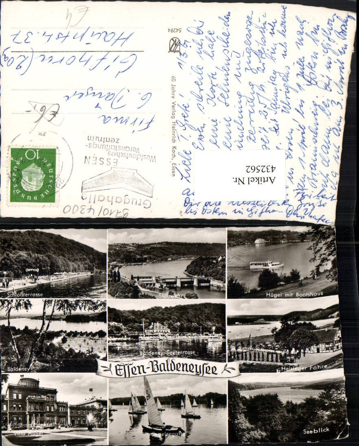 432562,Essen Baldeneysee Stauwehr Villa Segelregatta Mehrbildkarte