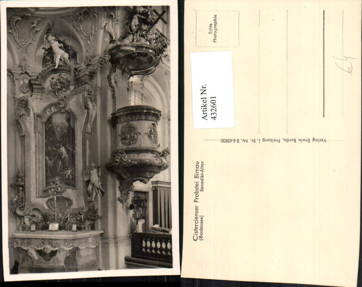 432601,Uhldingen-Mühlhofen Cistercienser Probstei Birnau Benedikt-Altar Kanzel