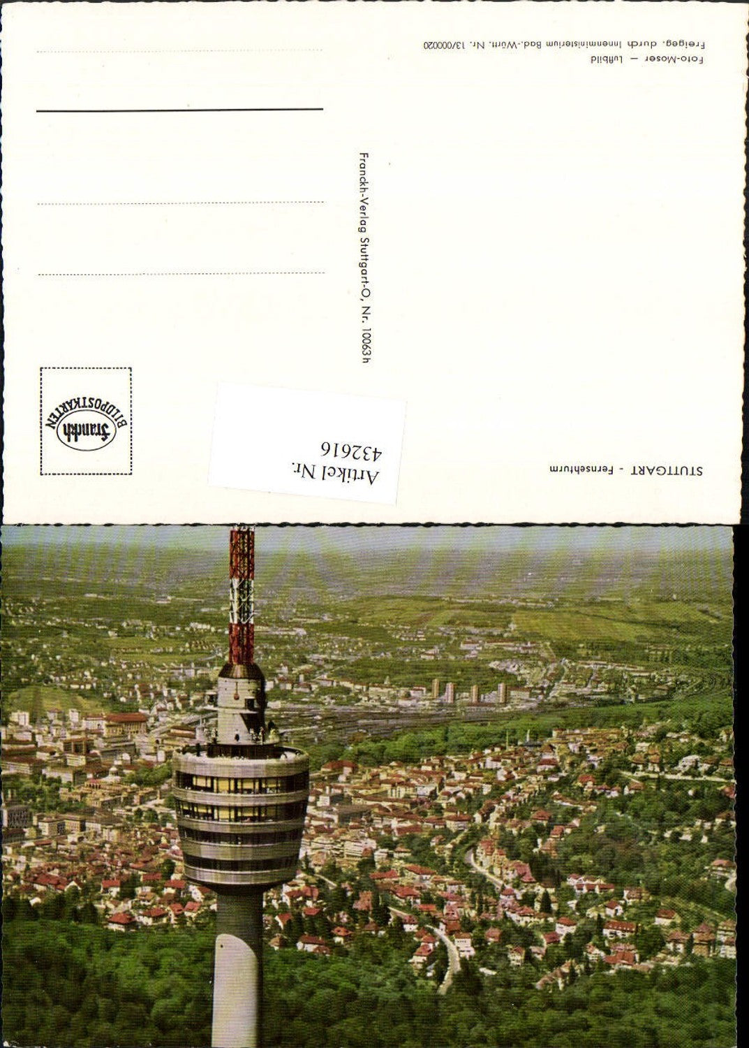 432616,Stuttgart Totale Fernsehturm Turm