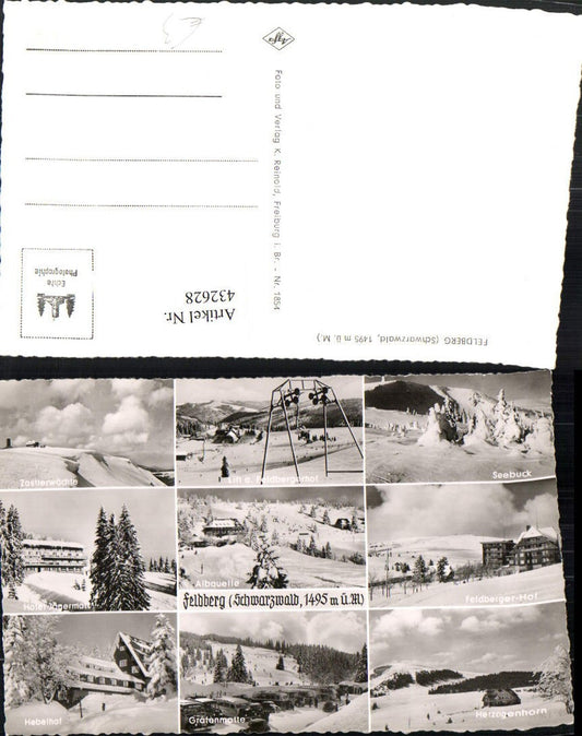 432628, Feldberg in the Black Forest, chairlift, Hotel Hebelhof, winter pictures, multi-image postcard