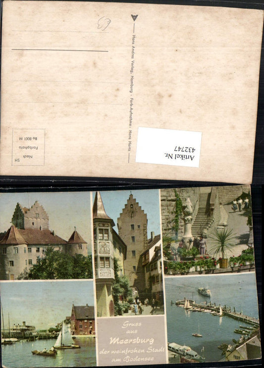 432747,Meersburg am Bodensee Burg Erker Brunnen Hafen Mehrbildkarte