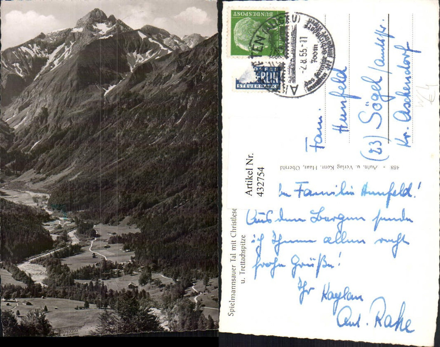 432754,Spielmannsauer Tal m. Christlesee u. Trettachspitze b. Oberstdorf Bergkulisse