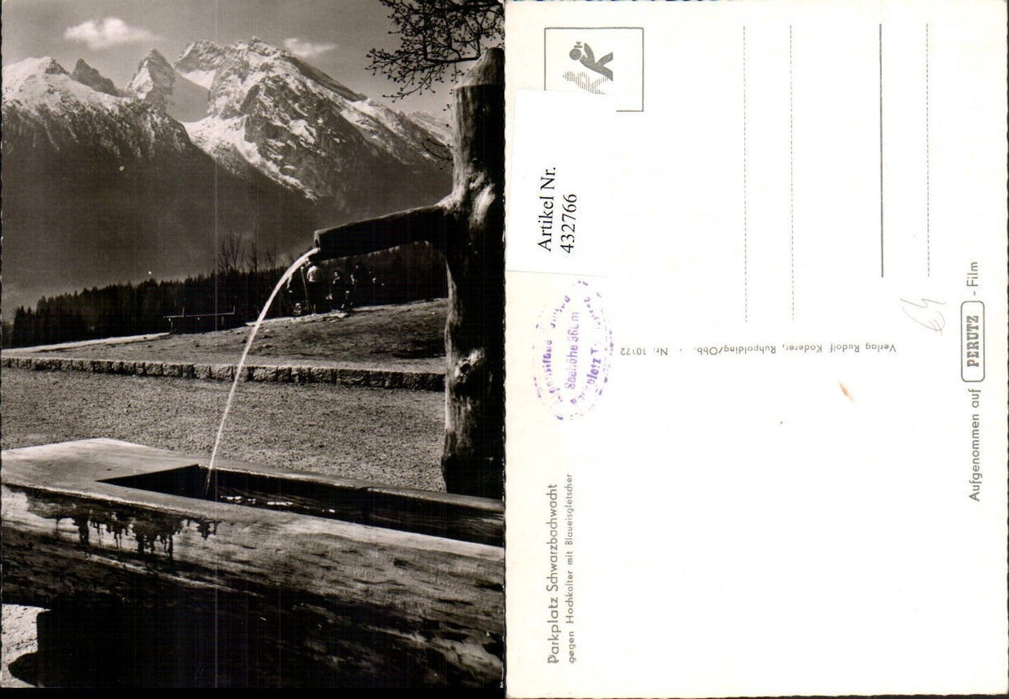 432766,Schwarzbachwacht Parkplatz b. Ramsau geg. Hochkalter Brunnen Bergkulisse