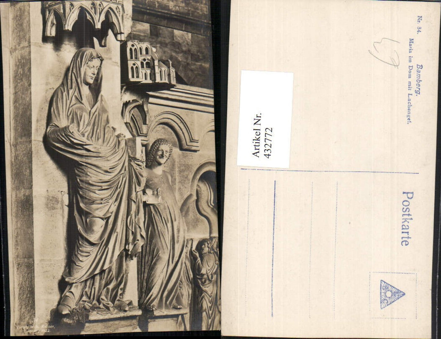 432772,Bamberg Maria im Dom m. Lachengel Statue