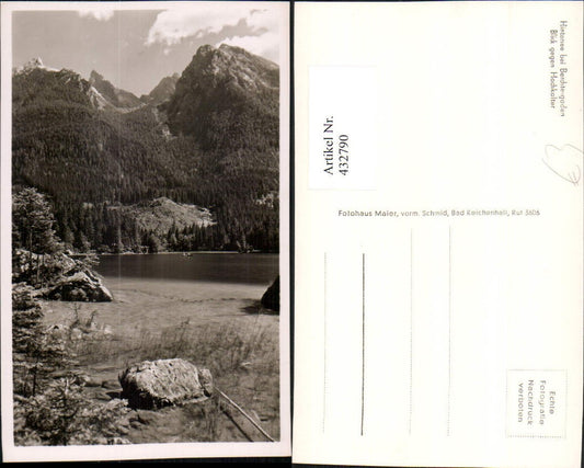 432790, Hintersee Lake near Berchtesgaden opposite Hochkalter mountain scenery