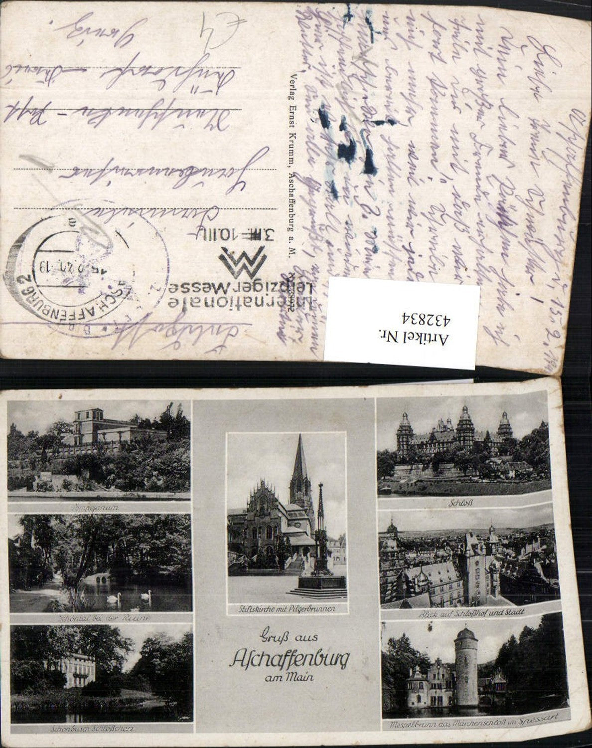 432834,Aschaffenburg am Main Stiftskirche Schloss Pompejanum Turm Mehrbildkarte
