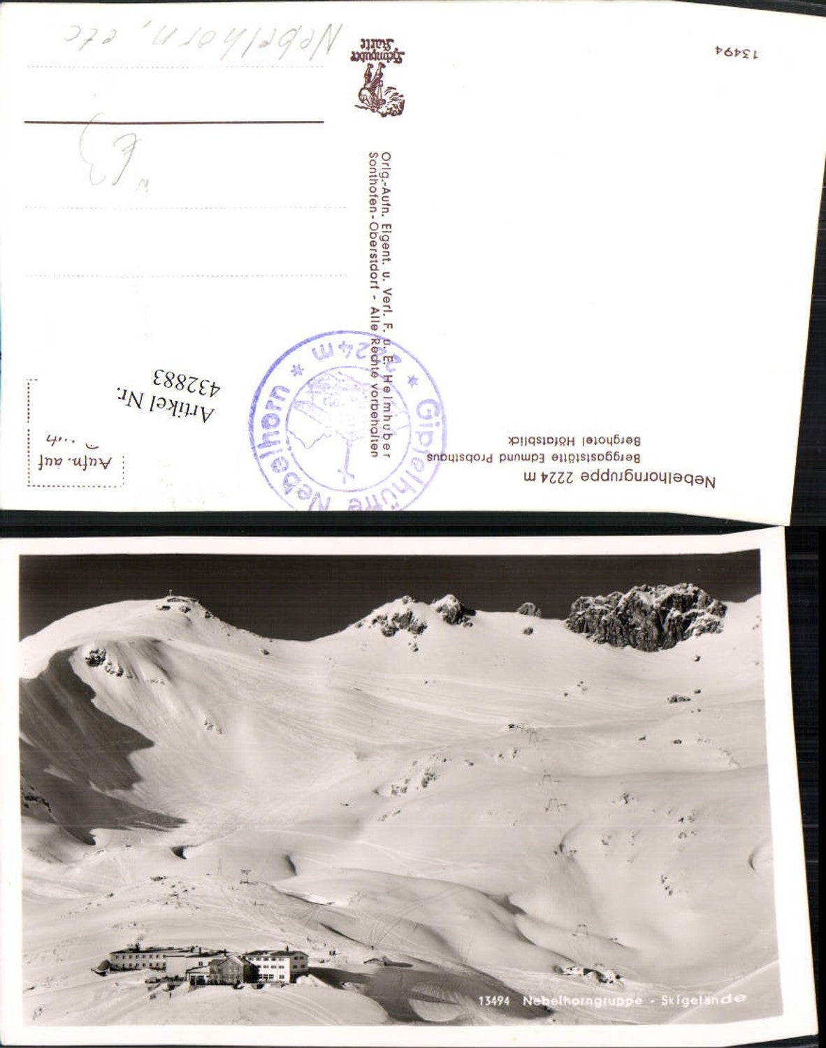 432883,Berggaststätte u. Berghotel m. Nebelhorngruppe b. Oberstdorf Bergkulisse