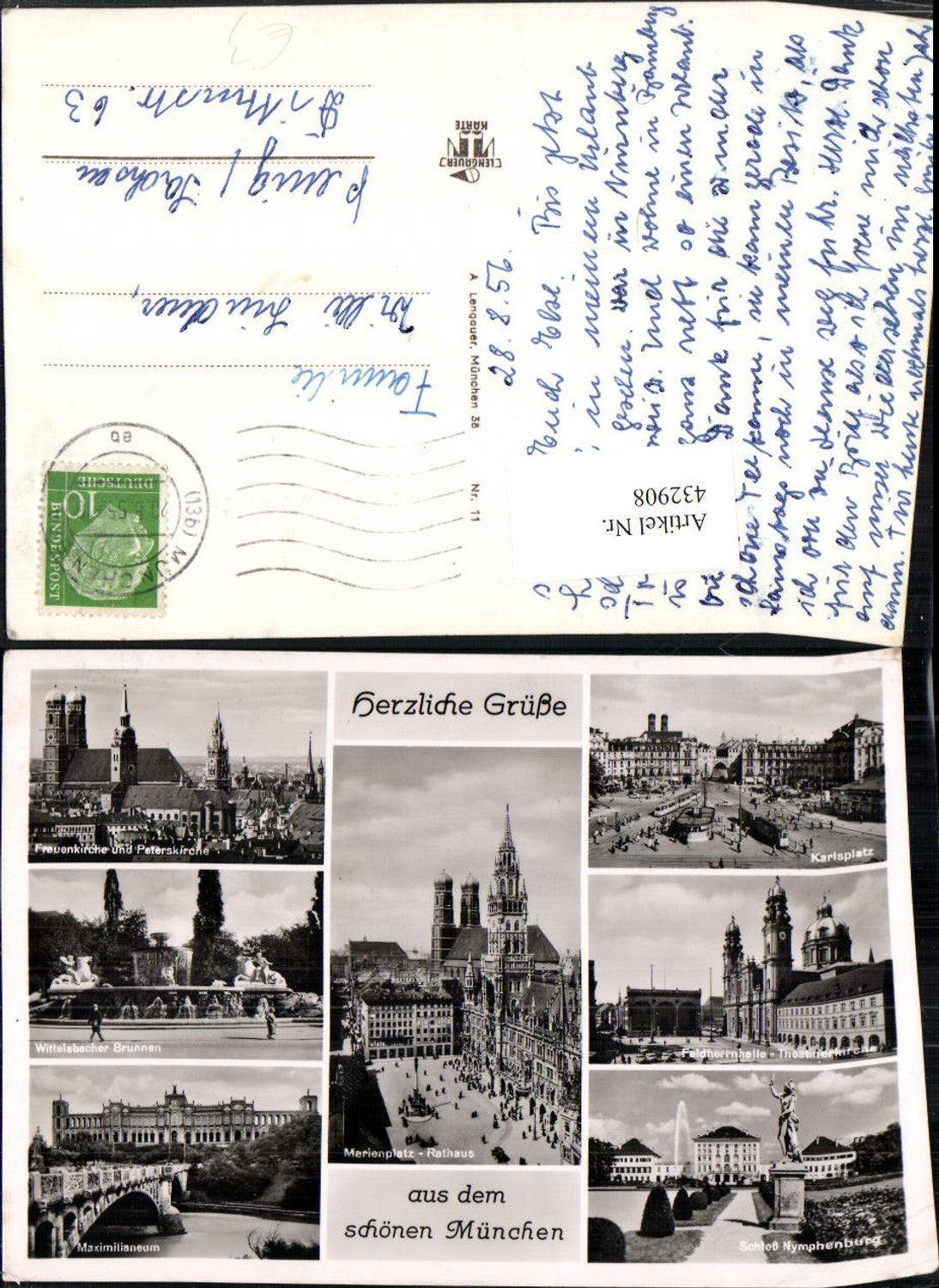 432908,München Teilansicht Rathaus Frauenkirche Brunnen Schloss Mehrbildkarte